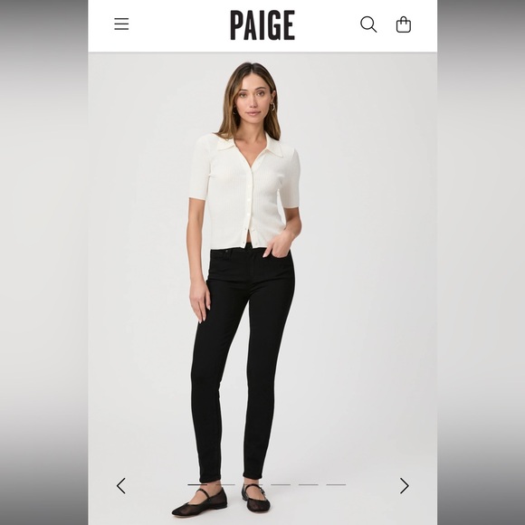 PAIGE Verdugo Ankle Skinny Jean - Black Silk - Picture 1 of 7